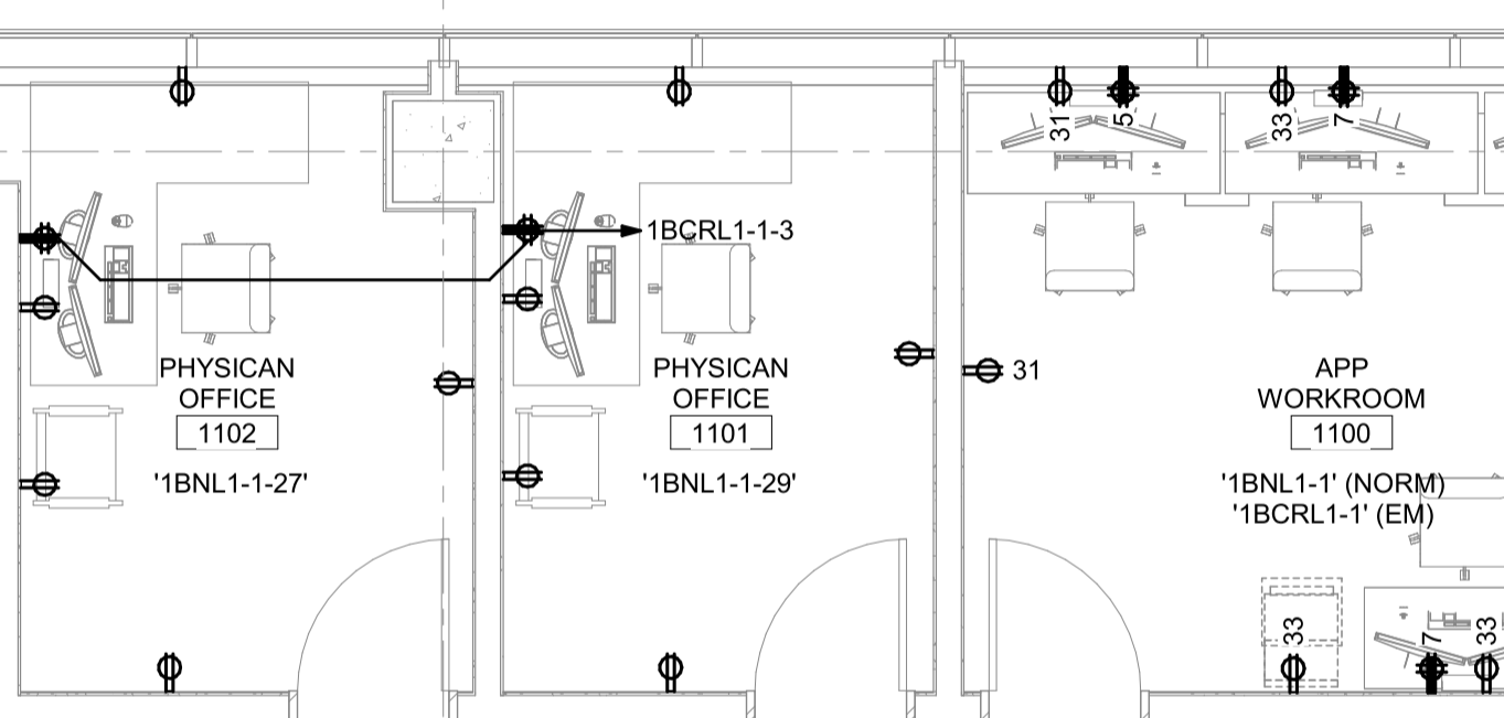 Project specifics: Utilization of circuits/panels-by-area without traditional connected circuit lines Some rooms had a devices assigned to the same panel and circuit to serve the entire room. Drawer AI