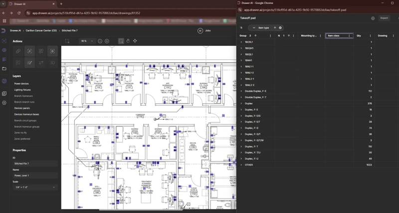 Adapted QA process:  Given the nature of the symbols and their varying features, a specialized approach to QA was applied The Pop-Out feature in the Takeoff Pad helped separate it into its own window on another screen