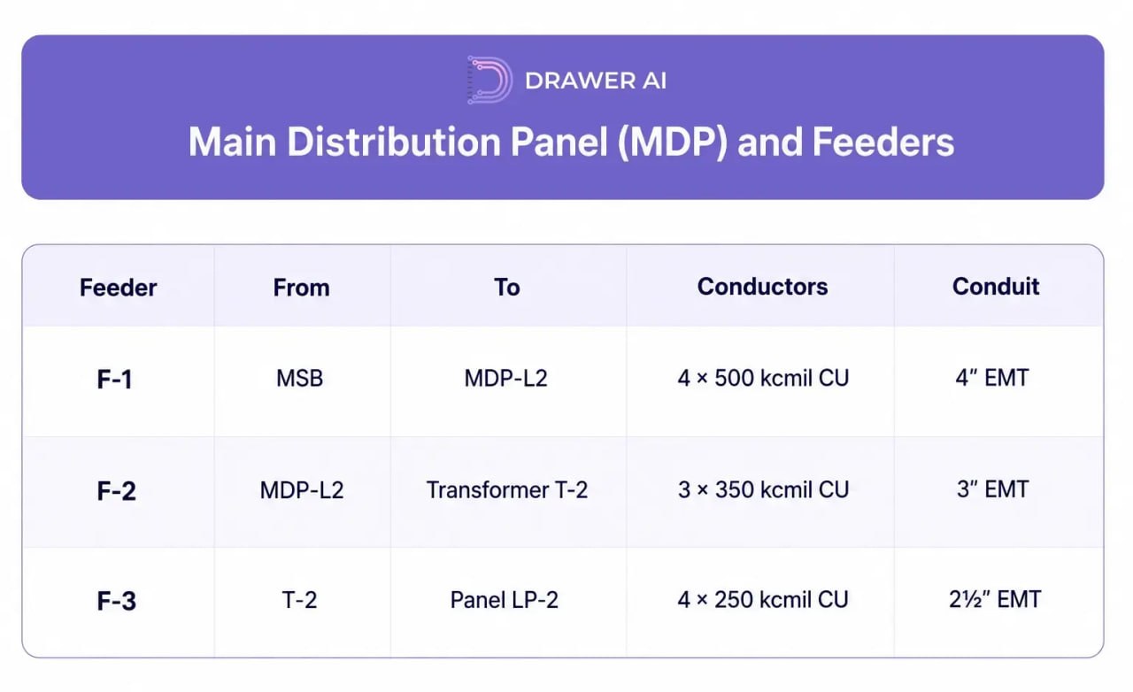 Main Distribution Panel (MDP) and Feeders