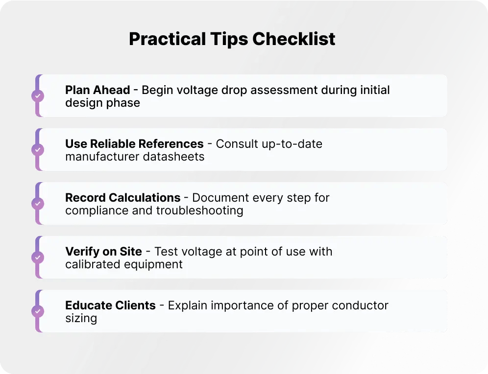 Voltage Drop Calculation - Practical Tips Checklist