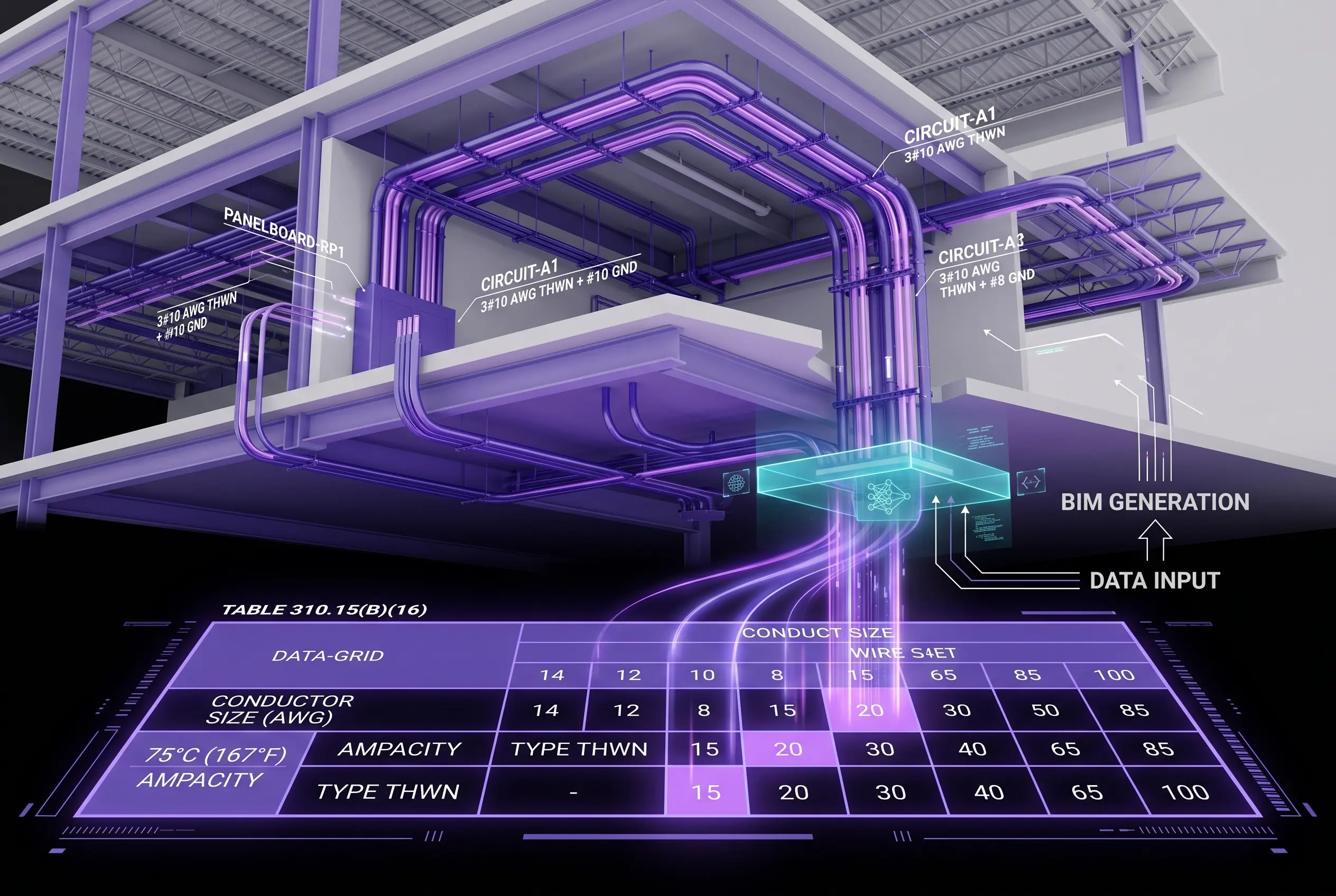 Drawer AI electrical BIM generation and conduit routing workflow